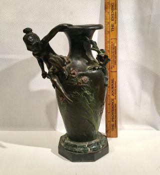 12” Art Nouveau Bronze Vase Signed: Aug.  Moreau Paris - Awesome
