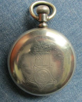 Antique GAR Civil War Veteran’s POCKET WATCH Aurora Watch Co.  IL 7 jewels 2