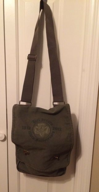 Girl Scout 100th Anniversary Messenger Bag Cross Body Army Green Canvas