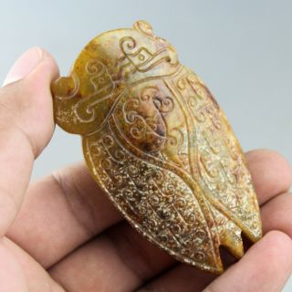 2.  8  China Old Jade Chinese Hand - Carved Ancient Cicada Statue Jade Pendant 0565