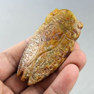 2.  8  China old jade Chinese hand - carved ancient cicada statue jade pendant 0565 2