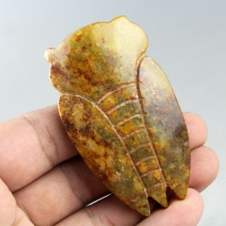2.  8  China old jade Chinese hand - carved ancient cicada statue jade pendant 0565 3