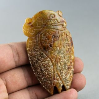 2.  8  China old jade Chinese hand - carved ancient cicada statue jade pendant 0565 4