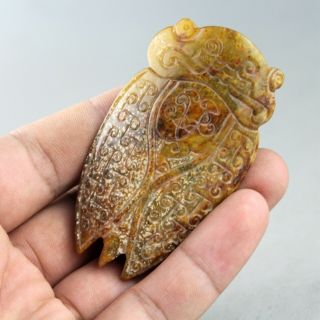 2.  8  China old jade Chinese hand - carved ancient cicada statue jade pendant 0565 5
