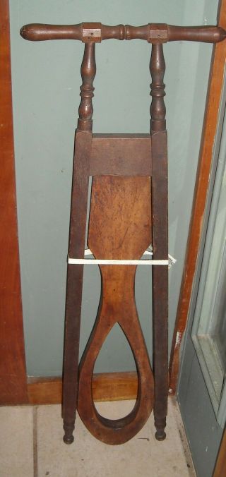 Vtg Antique Handmade Wood Boot Jack Primitive Amish Folk Art Standing Wooden