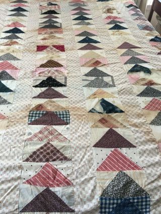 Vintage Handmade Flying Geese Quilt Top Circa Late 1800s