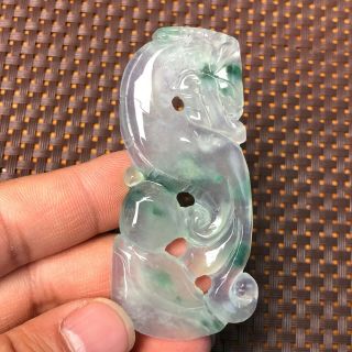 Collectible Rare Chinese Handwork Ice Float Green Jadeite Jade Dragon Pendant