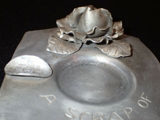 WWII Trench Art Ashtray ' A Scrap of V2 from Belgium 1945 ' w/ Rose - Very Rare 4