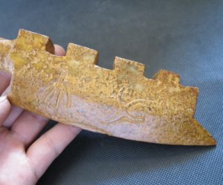 Antique Chinese Hongshan culture old Jade Hand - carved bird head knife 370g 3