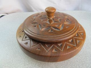 Vintage Old Hand Made Carved Wooden Round Cup Bowl For Sugar