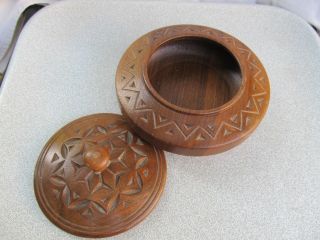 VINTAGE OLD HAND MADE CARVED WOODEN ROUND CUP BOWL FOR SUGAR 3