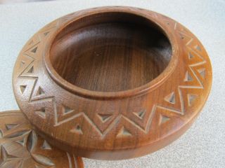 VINTAGE OLD HAND MADE CARVED WOODEN ROUND CUP BOWL FOR SUGAR 4