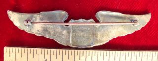 WWII U.  S.  ARMY AIR CORPS 3 INCH PILOT WINGS BY LUXENBERG - PIN BACK,  STERLING 2