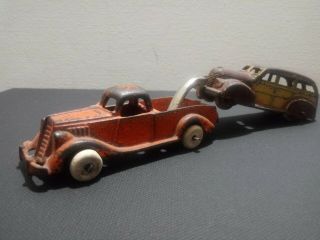 1930s Cast Iron Tow Truck 2822 Hubley W Tootsie Toy Car 239 Vintage Work Boys :)