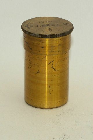 Empty Microscope Canister For Brass Microscope - 12mm R & J.  Beck Ltd.  1/2