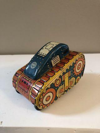 Vintage 1940’s Louis Marx Tin Wind Up Toy Flip Over Litho Tank No.  5 Rare