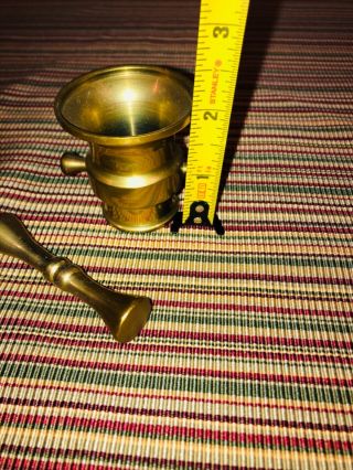 Vintage Solid Brass 2” tall Mortar and Pestle 2.  75” Apothecary,  Herbs 3