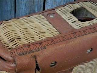 Vintage Old Fishing Creel Basket w/ Lure Primitive Father ' s Day Rustic Cabin 8