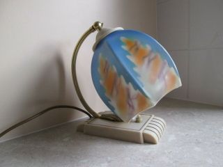 Art Deco Desk / Table Or Wall Light - Glass Shade 1930 