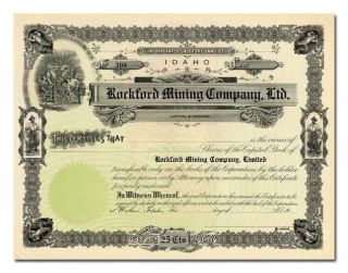 Rockford Mining Company,  Ltd.  Stock Certificate (idaho)