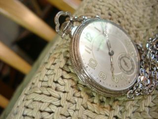 SOUTH BEND MODEL 429 19J 1924 POCKET WATCH W SOUTH BEND GOLD FILL CASE AND CHAIN 2