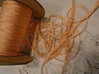 Vintage 1/8 " Rayon Flat Braid - Pull Thread To Ruch / Gather Orig.  Bolt Peach
