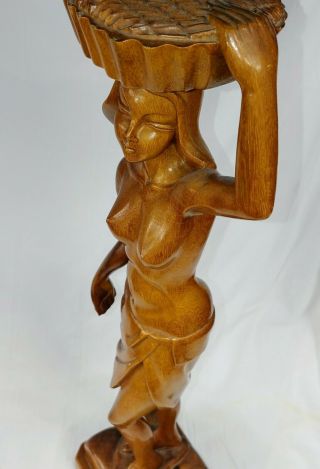 Wood Carved Native Topless Girl Bali Tiki Hawaiian 25 Inches Tall