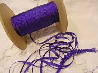 Vintage 1/8 " Rayon Flat Braid - Pull Thread To Ruch / Gather Orig.  Bolt Purple