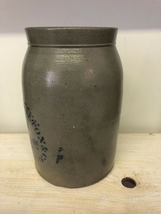 Vintage 1 Gallon JAS Hamilton Wax Seal Crock Stoneware Greensboro PA Antique 5