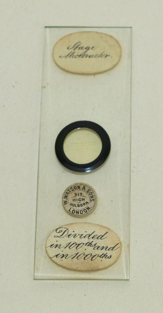 Stage Micrometer (microscope Slide) For Brass Microscope - W.  Watson & Sons.