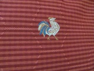 Vintage French Lisere Brocade Fabric: Roosters,  Blue,  White,  Rustic,  Gold 2
