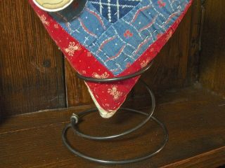 HEART from 1880 - 90s LOG CABIN QUILT PATRIOTIC GOD BLESS AMERICA BED SPRING STAND 6