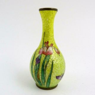 Japanese Ginbari Cloisonne Bottle Vase Decorated With Flowers,  Meiji Period
