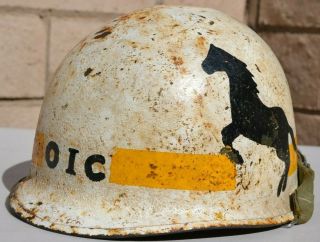 Us M1 Helmet Painted Insignia With Horses Army Navy Cavalry Westinghouse Liner