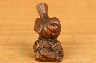 chinese old boxwood hand carved bird statue figure netsuke decoration 3