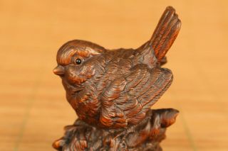 chinese old boxwood hand carved bird statue figure netsuke decoration 4