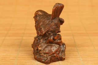 chinese old boxwood hand carved bird statue figure netsuke decoration 5