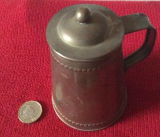 Arts And Crafts Small Brass Lidded Flagon With Unknown British Makers Mark C1900