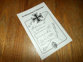 Ww2 German Panzer Knights Cross Autographs X10 Grouping Card -