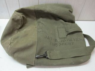 U.  S.  Army Cotton Duck Canvas Duffel Bag Olive Green Vietnam War Era