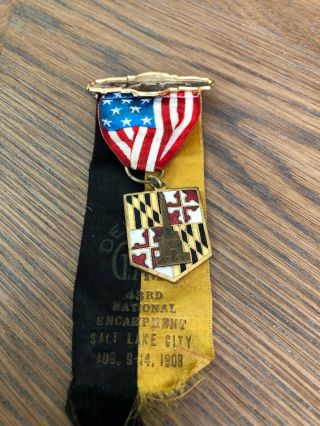 Vintage Gar Medal Civil War Salt Lake City 1908 Maryland