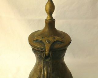 Antique SIGNED Persian Turkish Arabic Etched COFFEE POT DALLAH Tin Copper Brass 5