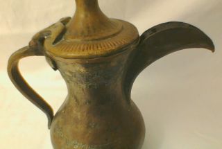Antique SIGNED Persian Turkish Arabic Etched COFFEE POT DALLAH Tin Copper Brass 7