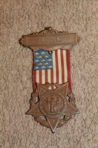 U.  S.  Civil War 1886 Grand Army Of The Republic Medal W/ribbon,  Pin Back