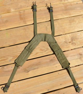 Us Military Army Vietnam War M - 1956 Icle Belt - Suspenders Odg Canvas Web Gear Old