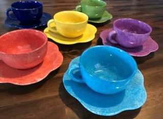 Maryse Boxer Set Of 6 Cups And Saucers - Multicolor - Made In England