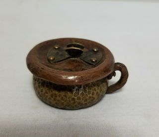 Antique Arts & Crafts Era Hammered Copper & Brass Miniature Pot - Mystery Item