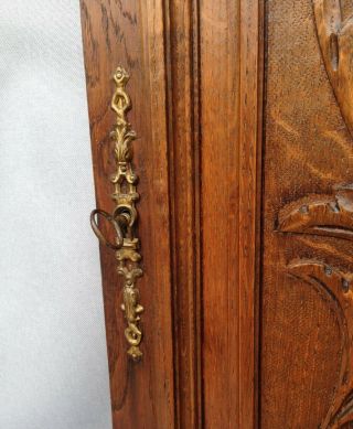 Big antique french furniture door early 1900 ' s oak wood sculpture henri II key 3