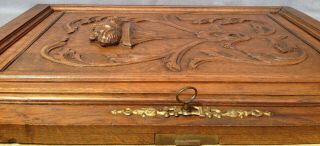Big antique french furniture door early 1900 ' s oak wood sculpture henri II key 4