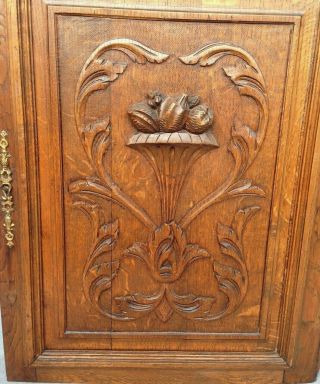 Big antique french furniture door early 1900 ' s oak wood sculpture henri II key 5